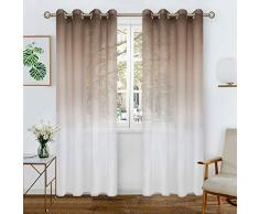 BGment Vorhänge aus Leinen, Ombre, durchscheinend, für Wohnzimmer, Ösen, halbVoile, Lichtfilterung, Sichtschutz, für Schlafzimmer, 2 Stück 52W x 84L braun