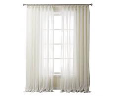 Wandertaube gestreift Solid Weiß Sheer Gardinen Doppelrollo Plissee Top Fenster Behandlungen Vorhänge Paneele mit Multi Größe Custom (eine Stoffbahn), Polyester-Mischgewebe, weiß, 42 W x 63 L