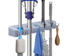 Besenhalter Wandhalterung, Donatoo Besen- und Mop-Halter, Wandmontage, Garage Organizer Aufbewahrung für Besen Halter, Besen Organizer Werkzeug Aufhänger für Küche Garten Garage Wäscheraum (5 Positionen 6 Haken)