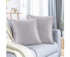 Nestl Bedding Überwurfkissenbezug, weich, quadratisch, dekorativ, Samt, Kissenbezug für Sofa, Couch, Schlafzimmer, S Modern 2 - 16x16 Hellgrauer Lavendel