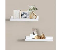 Inart Wandbild Bild, Wandregal Hängeregal, 4-Zoll Tief, Set von 2 weiß