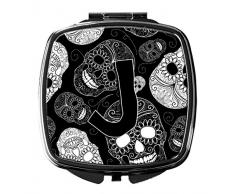 Carolines Treasures Taschenspiegel, Buchstabe J, Tag der Toten, Totenköpfe, Schwarz