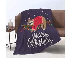Lmorey Weihnachtsdecke, Karte mit niedlichem Faultier Überwurf Decke Bett Couch Sofa Reisen Camping Super weiche Decke für Kinder Erwachsene 152,4 x 203,2 cm 60x80 Inches Weihnachtsfaultier