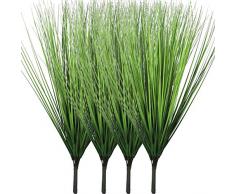 Beebel 4 Strauß künstliche Pflanzen Kunststoff Weizen Gras Kunststräucher Simulation Grün Kunstblumen Fake Sträucher Pflanze für Outdoor Pflanzgefäße Innen Außen Hängend Haus Garten Hochzeit Dekor