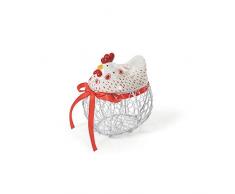 Villa d‘Este Home Tivoli Korb aus Metall mit rotem Band, Maße: L 16 x B 17 x H 13 cm