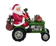 Weihnachtsfigur, Weihnachtsmann, Traktor, 8 x 5 cm, Kunstharz, Grün