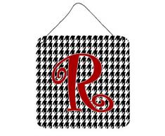 Carolines Treasures Wand- oder Türaufhänger, Buchstabe C, Monogramm, Hahnentrittmuster, Schwarz Casual 6x6 Mehrfarbig