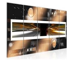 Bilder Abstrakt Wandbild 200 x 80 cm Vlies - Leinwand Bild XXL Format Wandbilder Wohnzimmer Wohnung Deko Kunstdrucke Braun 5 Teilig - MADE IN GERMANY - Fertig zum Aufhängen 101855a