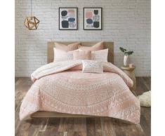 Urban Habitat Bettdecke, wendbar, gestreift, 100% Baumwolle, handgezeichnetes Medaillon, geometrischer Druck, weiche Daunen, Alternative, hypoallergen Full/Queen Blush