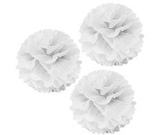 Wrapables Pompoms Party Dekorationen für Hochzeiten, Geburtstagsfeiern, Baby Duschen und Kinderzimmer Decor, Weiß, 35,6 cm, Set von 3