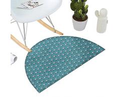 Damast halbrunde Fußmatte Flora Design mit orientalischen Motiven Blumen Blätter Wirbel Vintage Inspirations Badezimmer Matte H 40 cm x D 60 cm Pink Weiß H 51.1 xD 76.7 Color06