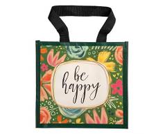 Brownlow Gifts Simple Inspirations Wiederverwendbare Geschenktasche, 24 x 23 cm, Be Happy