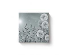 Chucoco Ölgemälde Wandkunst Pusteblume graues Feld Landschaft, Leinwanddruck, abstraktes Bild, Kunst für zu Hause, Küche, Wohnzimmer, Schlafzimmer, Büro, Dekoration, fertig zum Aufhängen 12x12inch Graydandelion