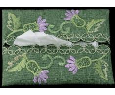 Justina Claire Box für Kosmetiktücher, mit Distel-Stickerei, Grün