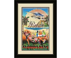 Northwest Art Mall jm-6696 mfgdm RXH Florida Schlüssel Relax Hängematte 33 x 40,6 cm gerahmtes Wandbild Art von Künstler Jim MAZZOTTA