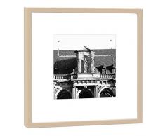 COGNOSCO RH-27-B100 Fotografie im Holzrahmen: Rathaus Fotodruck-Format 27 x 27 cm-Rahmenfarbe beige-Hochwertiges Wandbild, Geschenkidee oder Souvenir aus Köln, Holz, Schwarz-Weiß, Rahmen