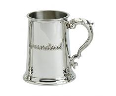 Edwin Blyde & Co 1 Pint Bierkrug mit massiven Basis aus Metall – mit Grandad geprägt und Georgischer Griff, Zinn