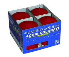 Cereria di Giorgio risthò Stumpenkerzen, Wachs, Rot, 10 x 10 x 7 cm, 4 Stück