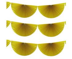 Ginger Ray Summer Fruits hängende Dekoration Fan Wimpelkette aus Papier, gelb gelbe, hängende Ventilatoren gelb