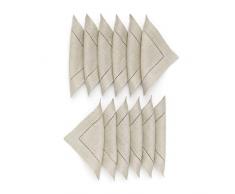 Solino Home Cocktail-Servietten mit Hohlsaum Cocktail Napkins (Set of 12) natur