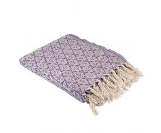 Ancient Handicraft Baumwoll-Überwurf-Decke mit Fransen, 152,4 x 121,9 cm, lila, wendbar, leicht, warm, gemütlich, für Wohnzimmer, Schlafzimmer, Stuhl, Couch, Camping, Reisen, Alltag