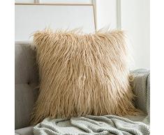 MIULEE Deko New Luxury Serie Merino Style Grün Fell Überwurf Kissen Fall Kissenbezug für Sofa Schlafzimmer Auto 18x18 Fur Brown