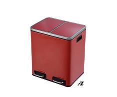 EZ Home Abfalleimer mit Treteimer, 30 l, 2 x 15 l, mit Kunststoff-Inneneimer und Tragegriffen, fingerabdruckfest, Edelstahl, langsam schließend