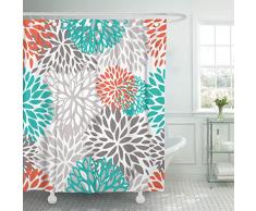 accrocn Wasserdicht Dusche Vorhang Vorhänge Stoff orange grau und türkis weiß Dahlia 182,9 x 182,9 cm Dekorative Badezimmer geruchlos Umweltfreundlich antibakteriell, Polyester-Mischgewebe, gelb, 72X72