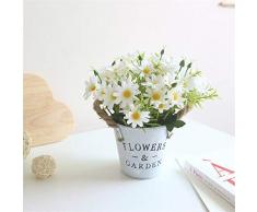 Gumolutin Künstliche Blumen, Topf, künstliche Bonsai-Pflanzen, aus Metall, für Zuhause, Hochzeit, Büro, Restaurant, Tischdekoration, Dekoration Daisy-White