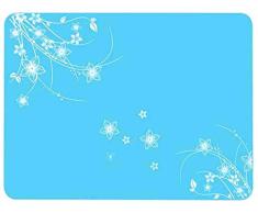 Allscarf007 Mehrzweck-Silikon-Tischset, wasserfest, für Zuhause Küche und Outdoor, weiches Silikon, wiederverwendbar, mit Blumenmuster, 125 g, 40 x 30 cm, Blau