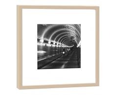 COGNOSCO Fotografie im Holzrahmen: Alter Elbtunnel Hamburg Fotodruck Format 27 x 27 cm Rahmenfarbe beige Hochwertiges Wandbild, Geschenkidee oder Souvenir aus der Hansestadt, Schwarz/Weiß