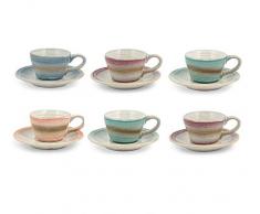 H&H Java Set Espressotassen mit Untertassen Tazzine Caffè con Piattino verschiedene farben