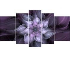 qicai 5 Panel Bauhinien Chinese Redbud violett Flower Plant Botany Bild Blume Kunstwerk Ölgemälde auf Leinwand gespannt und gerahmt Art Print Home Dekoration Wohnzimmer Schlafzimmer Art Wand aufhängen 10x16inchx2,8x20inchx2,8x24inchx1