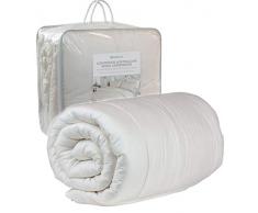 HealthyLine Tagesdecke, natürliche australische reine Wolle, 300 g/m², daunendichte Baumwolle, 300 TC, weiche Betteinlage, atmungsaktive Steppdecke mit Ecken, geruchsabweisend, antimikrobiell Full weiß