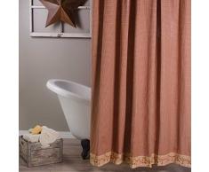 Country Berry Vine Gingham Check Dusche Vorhang – ROT oder SCHWARZ, baumwolle, Barn Red and Nutmeg, 72 Inches x 72 Inches