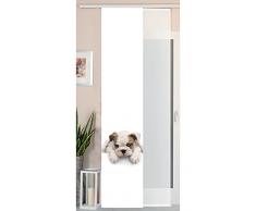 Gardinenbox 2er Set Schiebegardine Flächenvorhang Wildseide Optik und Voile Paneel, 245x45, Welpe, 80400