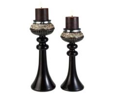 Ore International Dark Espresso Bernstein Twilight Kerzenhalter Set, Kunststoff, Mehrfarbig, 14 x 40,6 cm