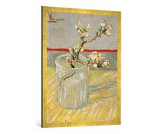 Gerahmtes Bild von Vincent Van Gogh Blühender Mandelbaumzweig in einem Glas, Kunstdruck im hochwertigen handgefertigten Bilder-Rahmen, 70x100 cm, Gold Raya