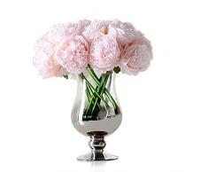 1bouquet 5 Köpfe Künstliche Pfingstrose Silk Blume Flower Leaf Blatt Home Bridal Hochzeit Party Festival Bar Decor hellrosa