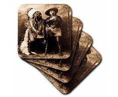 3dRose CST_16256_3 Sitting Bull und Buffalo Bill 1895 Sepia Keramikfliesen-Untersetzer, 4er-Set