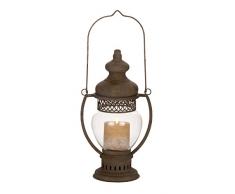 Deco 79 Laterne, Metall, Glas, 35,6 x 20,3 cm