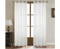 Dreaming Casa Leinen Vorhänge 2*(52 W x 108 L) Grommet Top-White-2 Panels