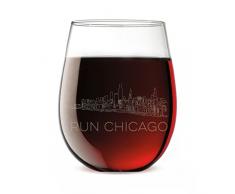 Gone für ein Run Wein Glas Chicago Sketch, Stemless, 26.2