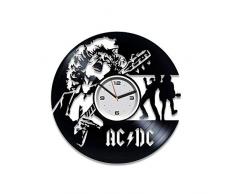 Kovides AC DC Vinyl Uhr AC DC Vinyl Wanduhr AC DC Vinyl Record Uhr Home Decor Art Beste Geschenk für Musiker Silent Mechanismus AC DC Rock Band Musik AC DC Wanduhr Vintage