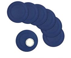 Bright Dream Runde Tischsets für Küchentisch 38,1 cm Kunststoff gewebtes Vinyl abwischbar Wärmeisolierung PVC Platzsets Set von 6 Woven Navy