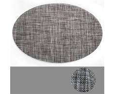 CAMAL Platzsets, Simplicity Oval Vinyl Weaving Mats Rutschfeste Wärmedämmung Tisch Matte, 45 cm x 30 cm, Fünf Farbe erhältlich Set of 8 Grau