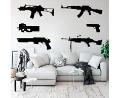 wd-wall sticker Cooles Set von 6 Waffen, Wandaufkleber, für Kinderzimmer, Junge, Waffe, Armee, Solider Militär, für Schlafzimmer/Spielzimmer, Vinyl