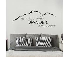 Battoo Not All Who Wander Are Lost Wand Aufkleber Mountain Vinyl Aufkleber Familie Kinder Raum Wandbild Motivation Love Home Travel Hobbit Art Deco 30 WX11.5 H Schwarz