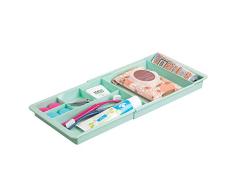 mDesign verstellbarer/erweiterbarer Schubladen-Organizer aus Kunststoff für Badezimmer, Schminktisch, Arbeitsplatte für Make-up-Pinsel, Lidschatten-Paletten, Lippenstift, Glanz – 7 Fächer Pack of 1 mintgrün