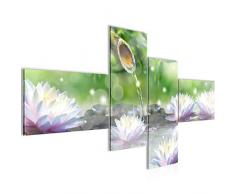 Bilder Feng Shui Buddha Wandbild 150 x 60 cm Vlies - Leinwand Bild XXL Format Wandbilder Wohnzimmer Wohnung Deko Kunstdrucke Grün 4 Teilig - MADE IN GERMANY - Fertig zum Aufhängen 018245a